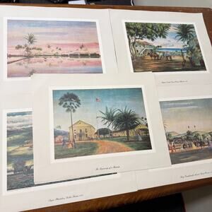 Vintage Peter Hurd Hawaiian Prints Lot Of 6 Artwork Pieces Kauai, Kona, Oahu